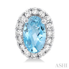 ASHI Oval Shape Gemstone & Halo Diamond Earrings 58698PPTSERAQWG-OV