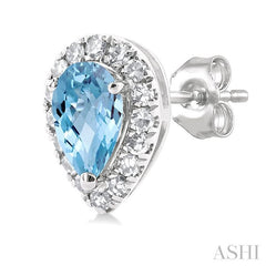 ASHI Pear Shape Gemstone & Halo Diamond Earrings 58698PPTSERAQWG-PR