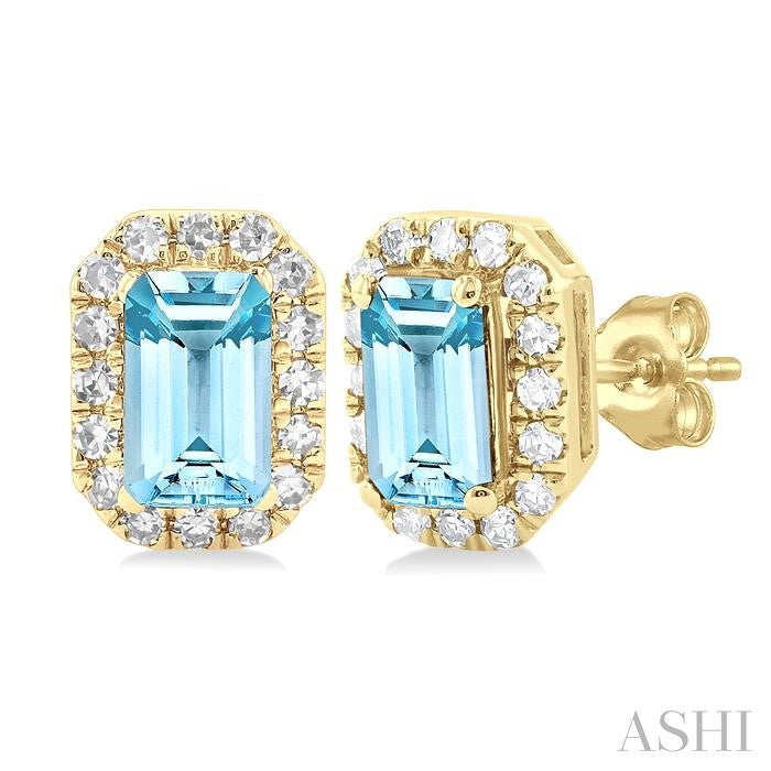 ASHI Emerald Shape Gemstone & Halo Diamond Earrings 58698PPTSERAQYG-OC