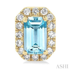 ASHI Emerald Shape Gemstone & Halo Diamond Earrings 58698PPTSERAQYG-OC
