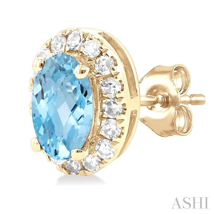 ASHI Oval Shape Gemstone & Halo Diamond Earrings 58698PPTSERAQYG-OV