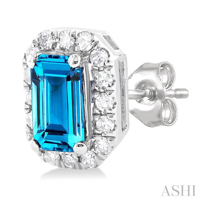 ASHI Emerald Shape Gemstone & Halo Diamond Earrings 58698PPTSERBTWG-OC
