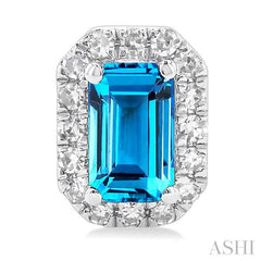 ASHI Emerald Shape Gemstone & Halo Diamond Earrings 58698PPTSERBTWG-OC