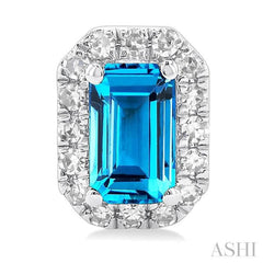 ASHI Emerald Shape Gemstone & Halo Diamond Earrings 58698PPTSERBTWG-OC