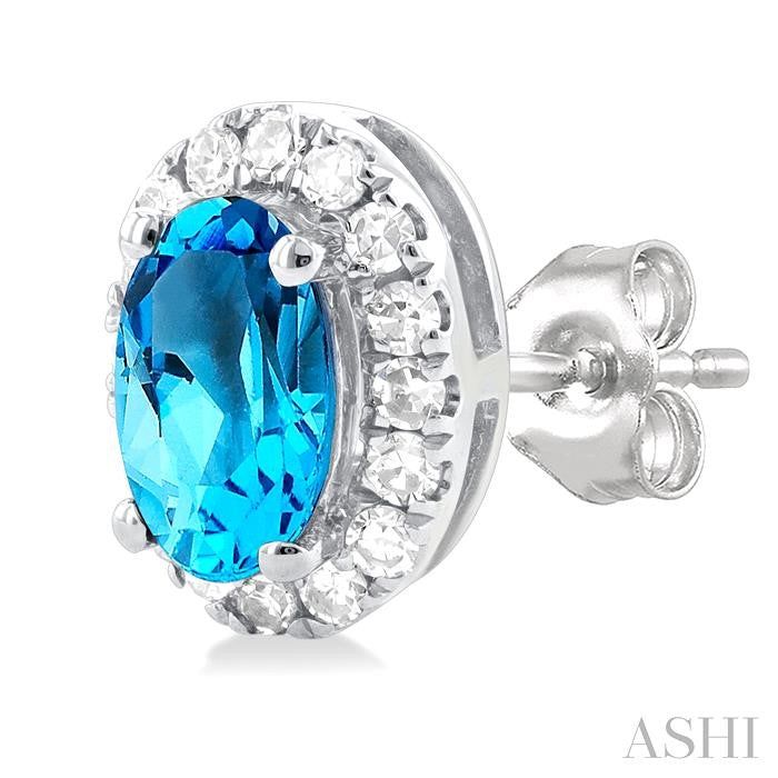 ASHI Oval Shape Gemstone & Halo Diamond Earrings 58698PPTSERBTWG-OV