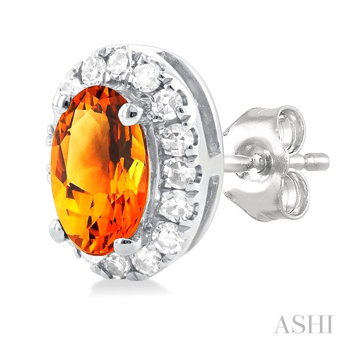 ASHI Oval Shape Gemstone & Halo Diamond Earrings 58698PPTSERCTWG-OV