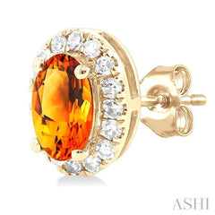 ASHI Oval Shape Gemstone & Halo Diamond Earrings 58698PPTSERCTYG-OV