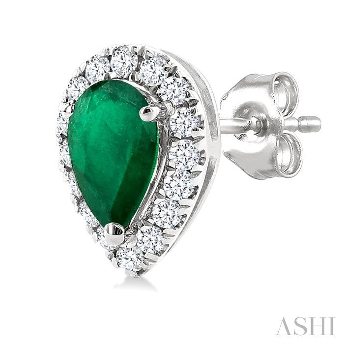 ASHI Pear Shape Gemstone & Halo Diamond Earrings 58698PPTSEREMWG-PR