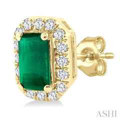 ASHI Emerald Shape Gemstone & Halo Diamond Earrings 58698PPTSEREMYG-OC