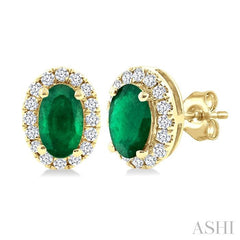 ASHI Oval Shape Gemstone & Halo Diamond Earrings 58698PPTSEREMYG-OV