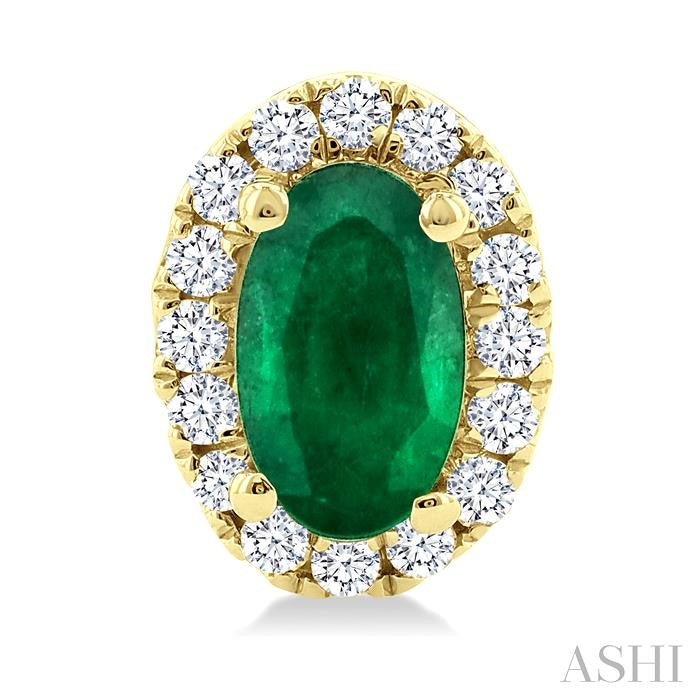 ASHI Oval Shape Gemstone & Halo Diamond Earrings 58698PPTSEREMYG-OV