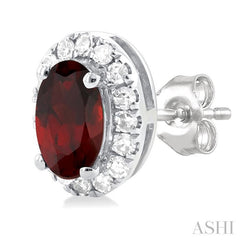 ASHI Oval Shape Gemstone & Halo Diamond Earrings 58698PPTSERGTWG-OV