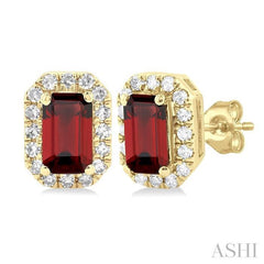 ASHI Emerald Shape Gemstone & Halo Diamond Earrings 58698PPTSERGTYG-OC