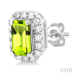 ASHI Emerald Shape Gemstone & Halo Diamond Earrings 58698PPTSERPEWG-OC