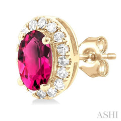 ASHI Oval Shape Gemstone & Halo Diamond Earrings 58698PPTSERPTYG-OV