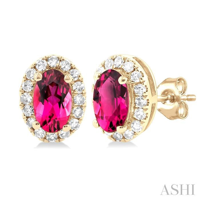 ASHI Oval Shape Gemstone & Halo Diamond Earrings 58698PPTSERPTYG-OV