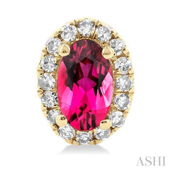 ASHI Oval Shape Gemstone & Halo Diamond Earrings 58698PPTSERPTYG-OV