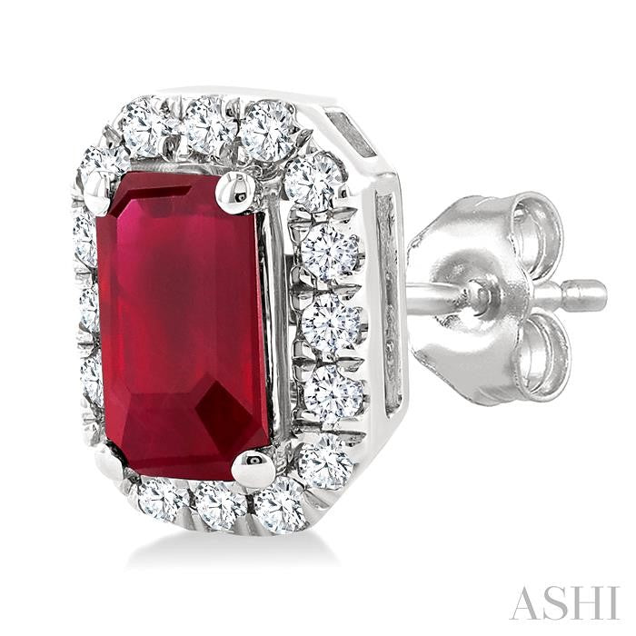 ASHI Emerald Shape Gemstone & Halo Diamond Earrings 58698PPTSERRBWG-OC