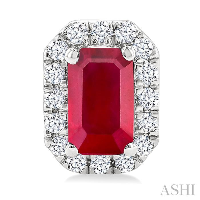 ASHI Emerald Shape Gemstone & Halo Diamond Earrings 58698PPTSERRBWG-OC