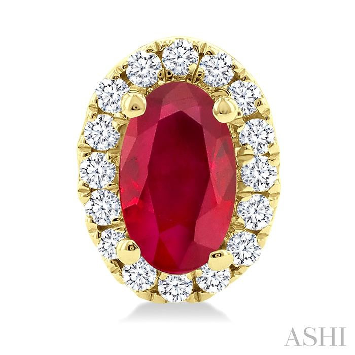 ASHI Oval Shape Gemstone & Halo Diamond Earrings 58698PPTSERRBYG-OV