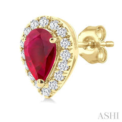 ASHI Pear Shape Gemstone & Halo Diamond Earrings 58698PPTSERRBYG-PR