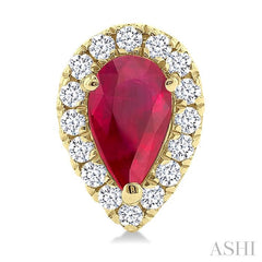 ASHI Pear Shape Gemstone & Halo Diamond Earrings 58698PPTSERRBYG-PR