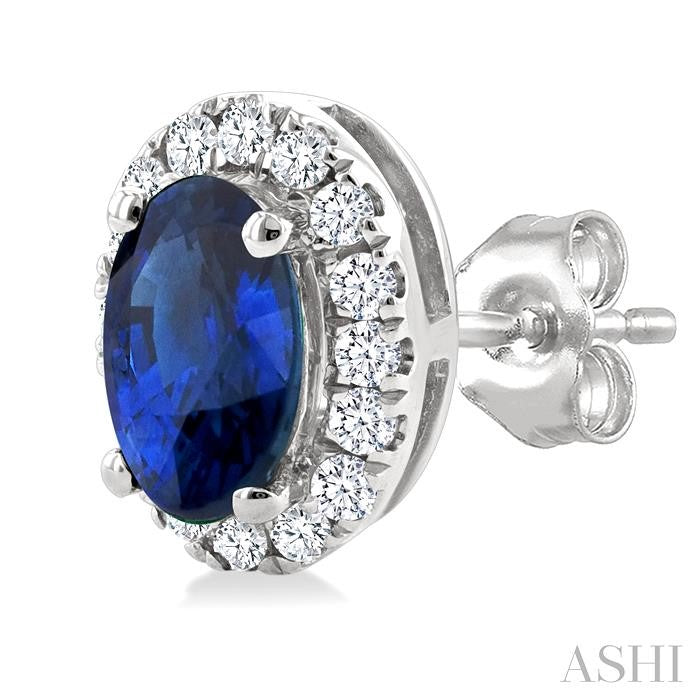 ASHI Oval Shape Gemstone & Halo Diamond Earrings 58698PPTSERSPWG-OV