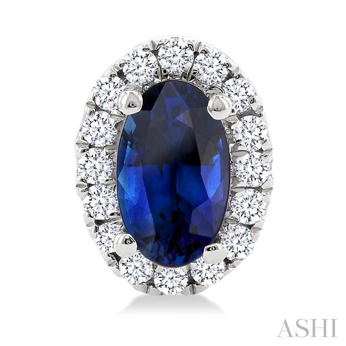 ASHI Oval Shape Gemstone & Halo Diamond Earrings 58698PPTSERSPWG-OV