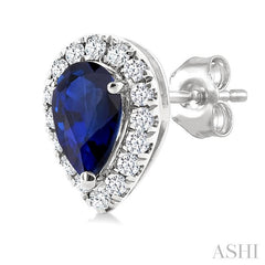 ASHI Pear Shape Gemstone & Halo Diamond Earrings 58698PPTSERSPWG-PR
