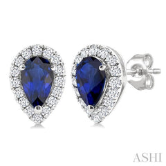 ASHI Pear Shape Gemstone & Halo Diamond Earrings 58698PPTSERSPWG-PR