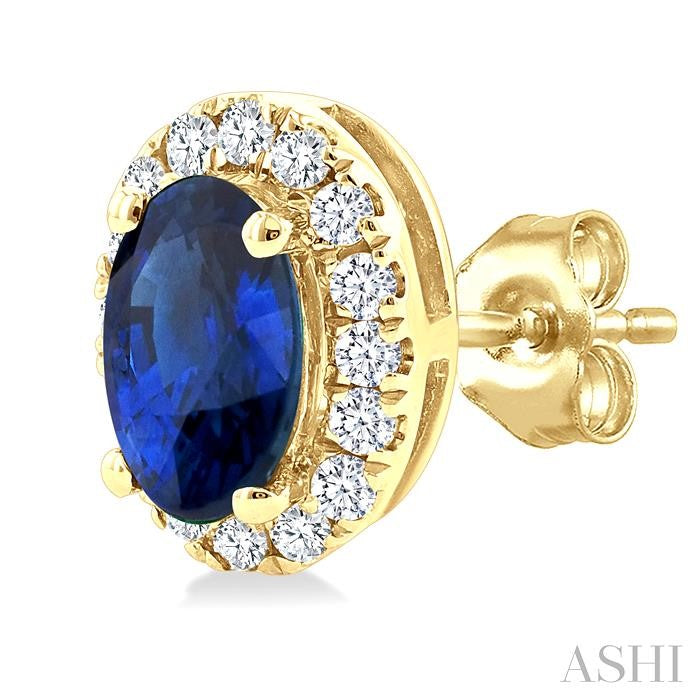 ASHI Oval Shape Gemstone & Halo Diamond Earrings 58698PPTSERSPYG-OV