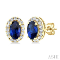 ASHI Oval Shape Gemstone & Halo Diamond Earrings 58698PPTSERSPYG-OV