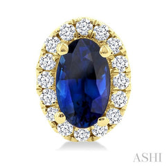 ASHI Oval Shape Gemstone & Halo Diamond Earrings 58698PPTSERSPYG-OV