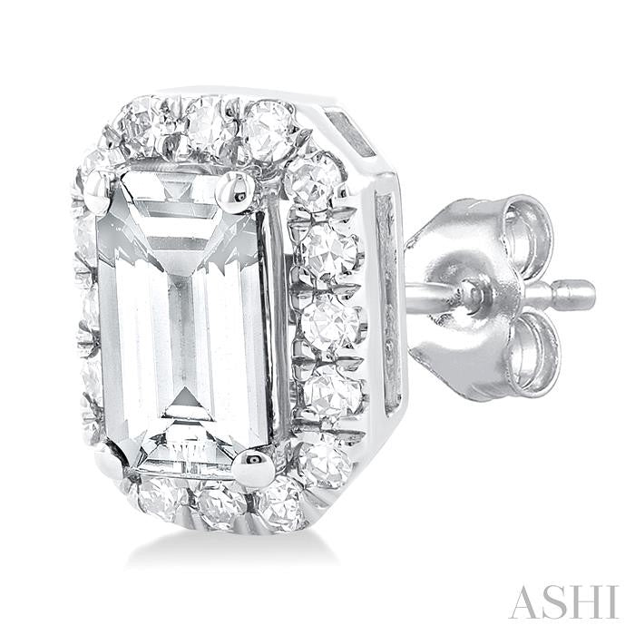 ASHI Emerald Shape Gemstone & Halo Diamond Earrings 58698PPTSERWTWG-OC
