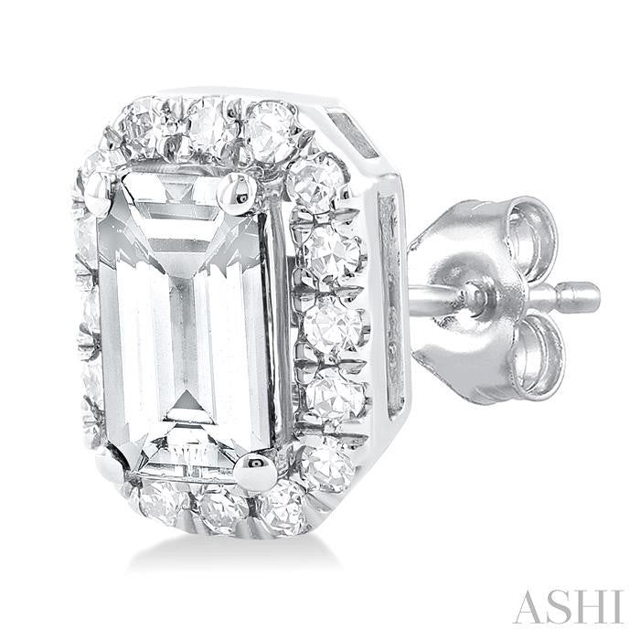 ASHI Emerald Shape Gemstone & Halo Diamond Earrings 58698PPTSERWTWG-OC