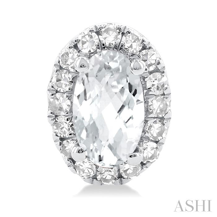 ASHI Oval Shape Gemstone & Halo Diamond Earrings 58698PPTSERWTWG-OV