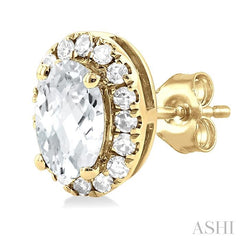 ASHI Oval Shape Gemstone & Halo Diamond Earrings 58698PPTSERWTYG-OV