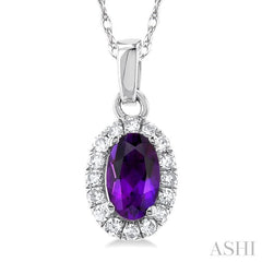 ASHI Oval Shape Gemstone & Halo Diamond Pendant 58699PPFSPDAMWG-OV