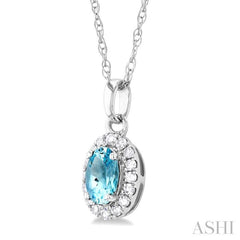 ASHI Oval Shape Gemstone & Halo Diamond Pendant 58699PPFSPDAQWG-OV