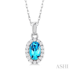 ASHI Oval Shape Gemstone & Halo Diamond Pendant 58699PPFSPDBTWG-OV