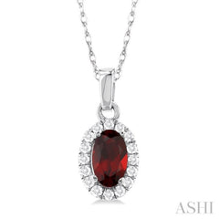 ASHI Oval Shape Gemstone & Halo Diamond Pendant 58699PPFSPDGTWG-OV