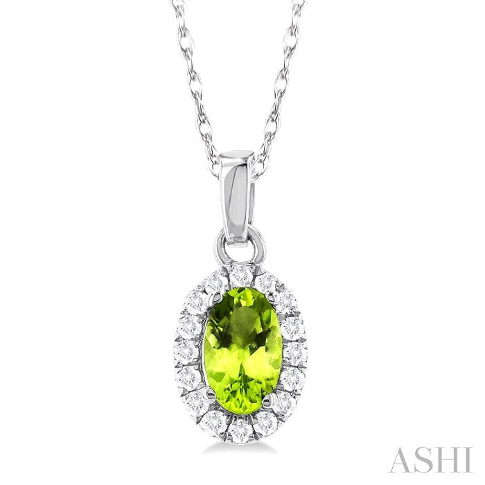 ASHI Oval Shape Gemstone & Halo Diamond Pendant 58699PPFSPDPEWG-OV