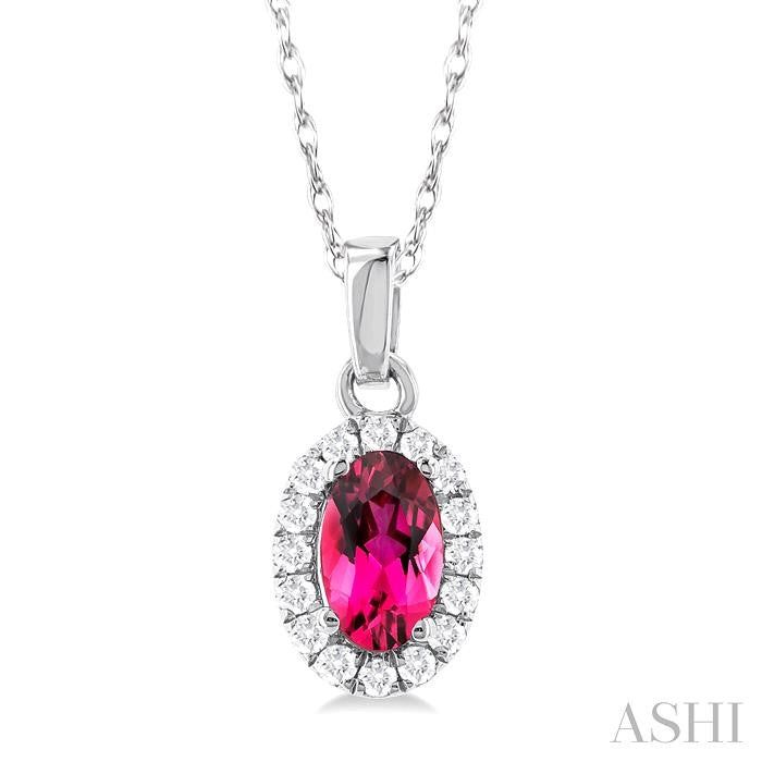 ASHI Oval Shape Gemstone & Halo Diamond Pendant 58699PPFSPDPTWG-OV