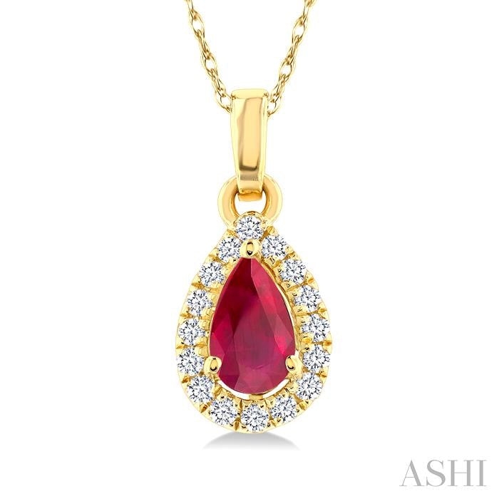 ASHI Pear Shape Gemstone & Halo Diamond Pendant 58699PPFSPDRBYG-PR