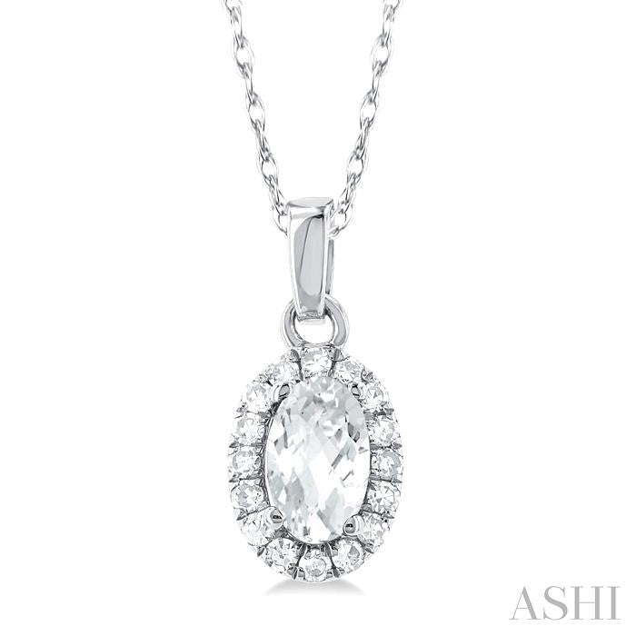 ASHI Oval Shape Gemstone & Halo Diamond Pendant 58699PPFSPDWTWG-OV