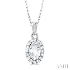 ASHI Oval Shape Gemstone & Halo Diamond Pendant 58699PPFSPDWTWG-OV