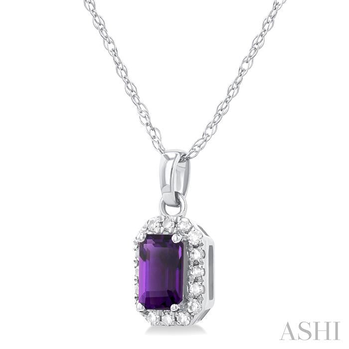 ASHI Emerald Shape Gemstone & Halo Diamond Pendant 58699PPTSPDAMWG-OC
