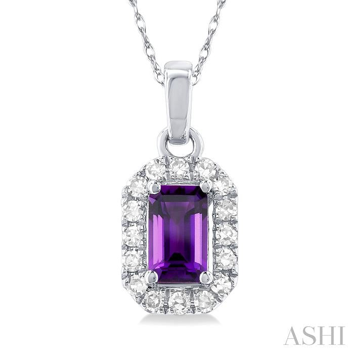 ASHI Emerald Shape Gemstone & Halo Diamond Pendant 58699PPTSPDAMWG-OC
