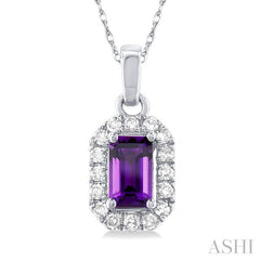 ASHI Emerald Shape Gemstone & Halo Diamond Pendant 58699PPTSPDAMWG-OC