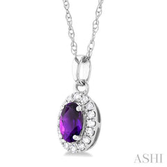 ASHI Oval Shape Gemstone & Halo Diamond Pendant 58699PPTSPDAMWG-OV